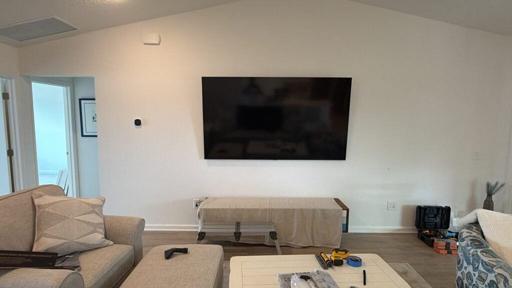 Large TV wall mount installation in living room in Ocala Florida