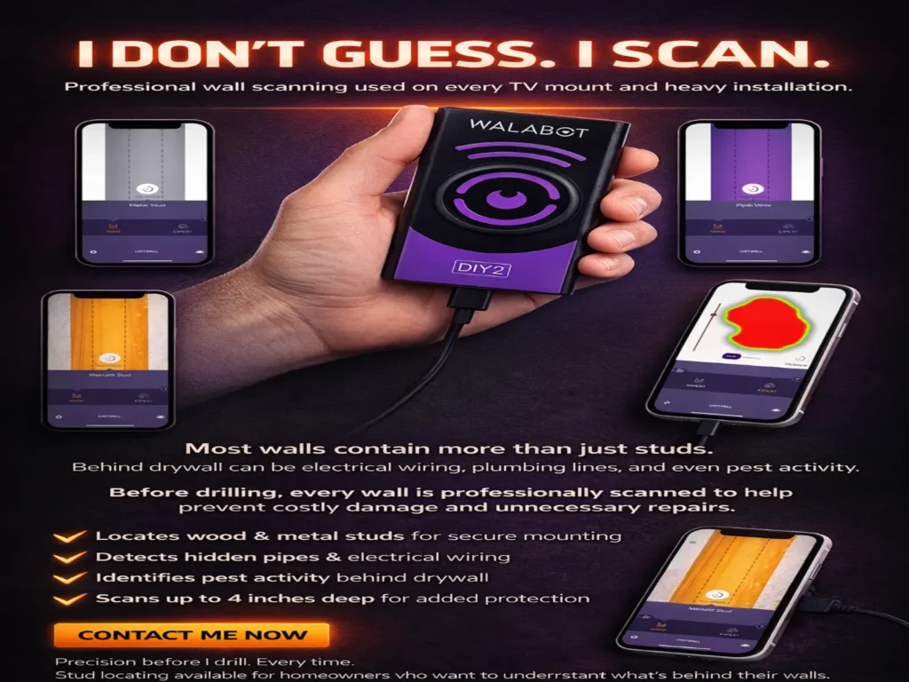 Professional wall scanning tool used before TV mount installation