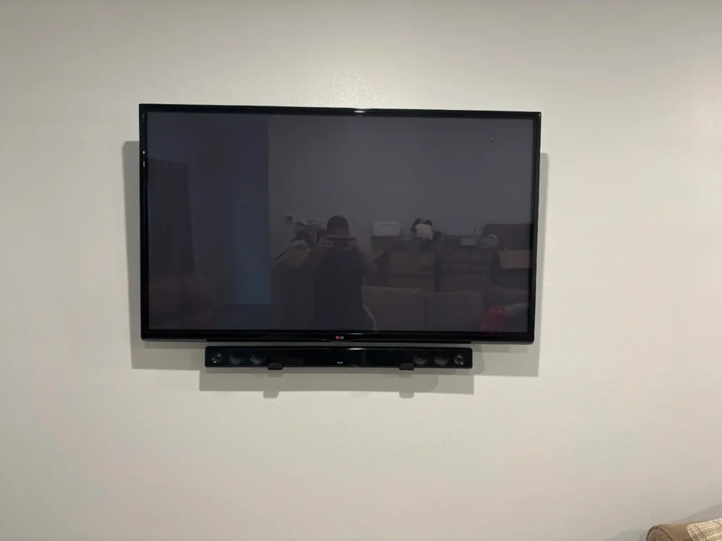 TV and soundbar wall mount installation on wall in Belleview Florida