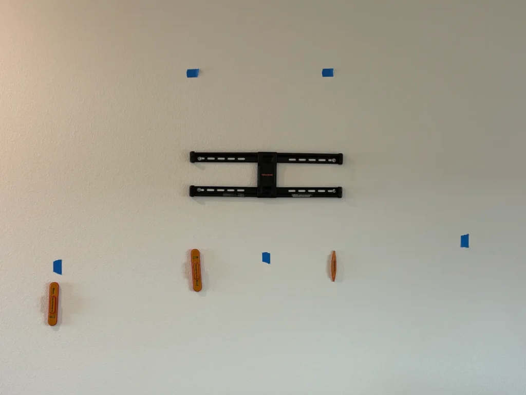 TV wall mount bracket installed on drywall ready for TV installation in Dunnellon Florida